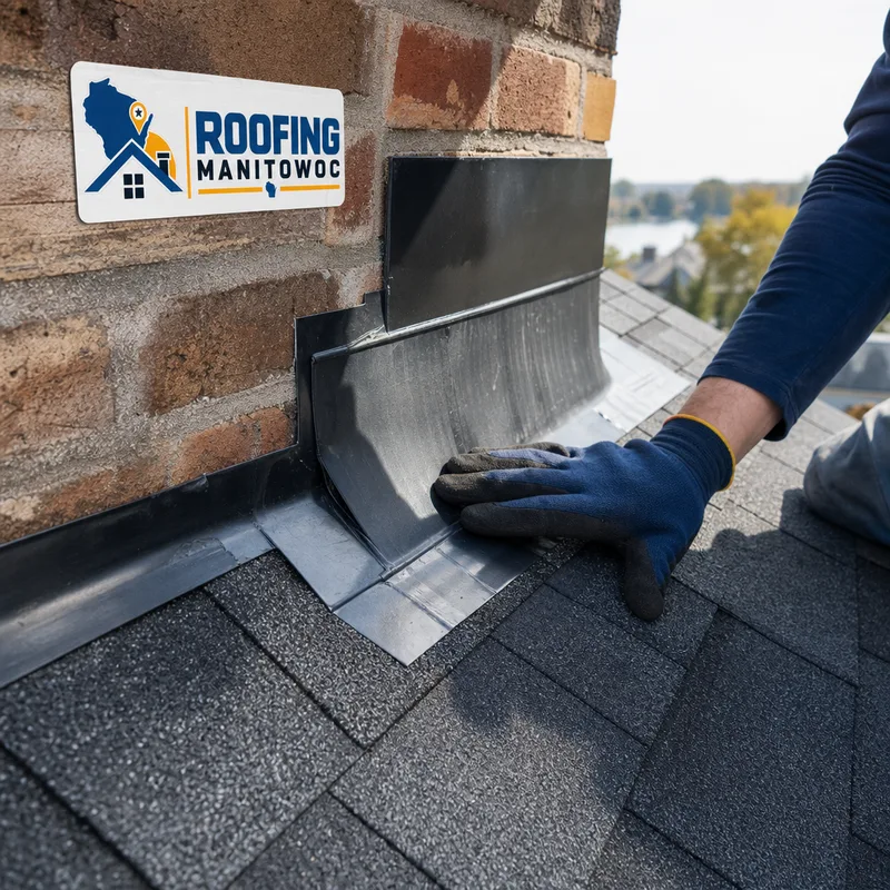 Proper step flashing and counterflashing at a roof chimney or sidewall intersection