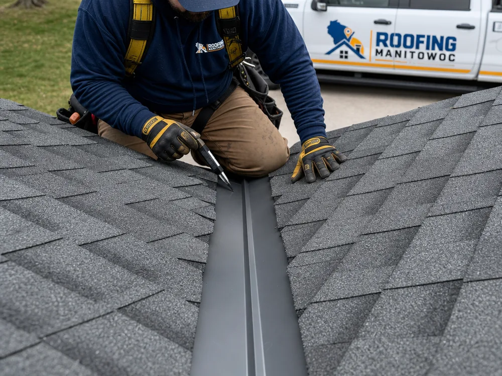 Finished asphalt-shingle roof valley with neat workmanship and no exposed nails
